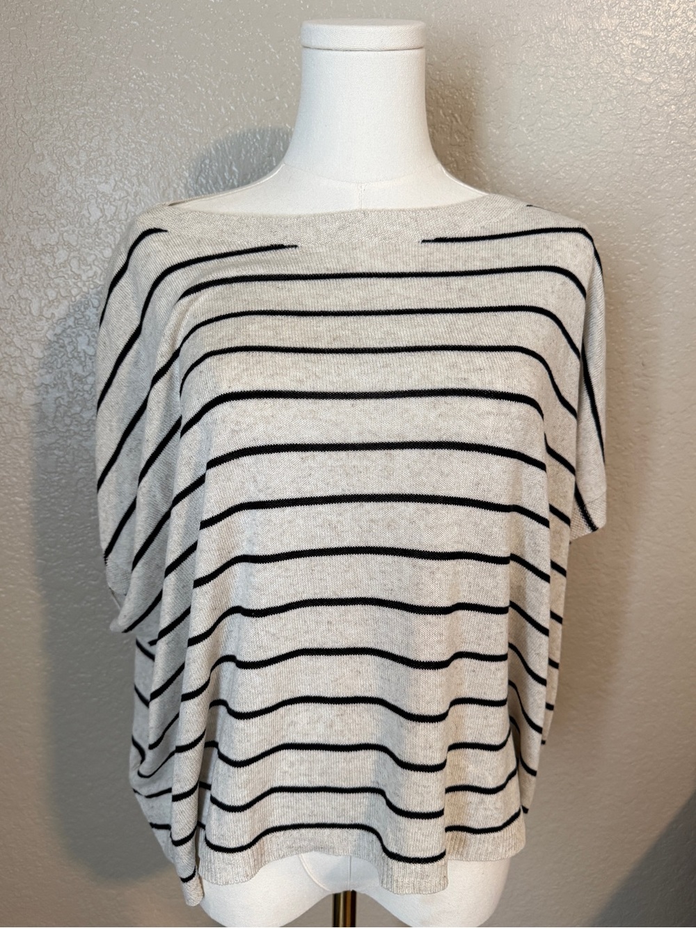 Max Studio Classic Black & Cream Striped Women’s Top